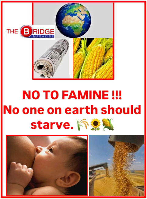 At The Bridge Magazine, we treat famine as a very serious issue: we classify hunger as a social yet global endemic plague. In human history, starvation has been used and continues to be used to enslave and kill mankind. Famine has been used and continue to be used as: a means to control, a weapon in war, human trafficking, in sex trafficking, in organ trafficking, labour trafficking - the list goes on. The Bridge MAG. Image